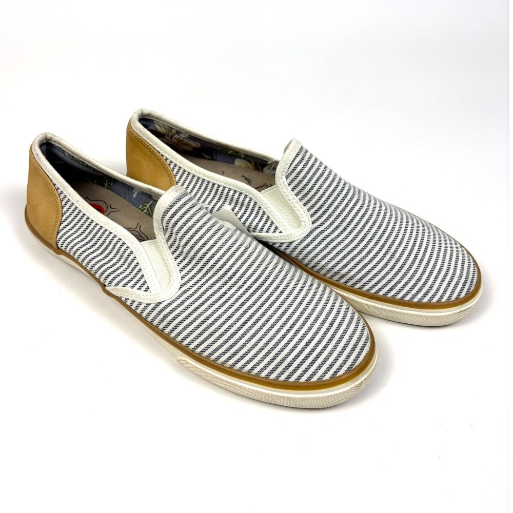 NWT Margaritaville Striped Canvas Slip On Shoes Womens Sz 9.5 Blue White Nauticl